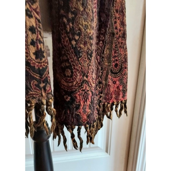 Alexia Crawford Scarf Shawl Wool Shoulder Cape Paisley Brown Gold - Picture 3 of 6